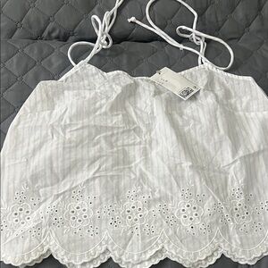 Divided White Floral Lace Camisole